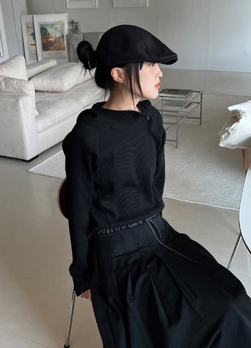 OPEN SHOULDER WAFFLE HOODIE